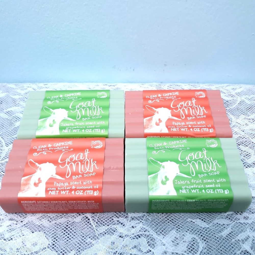 6 Goat Milk Bar Soap Clean Caprine Simply Be Well Jabara Fruit Papaya red green - Picture 11 of 14